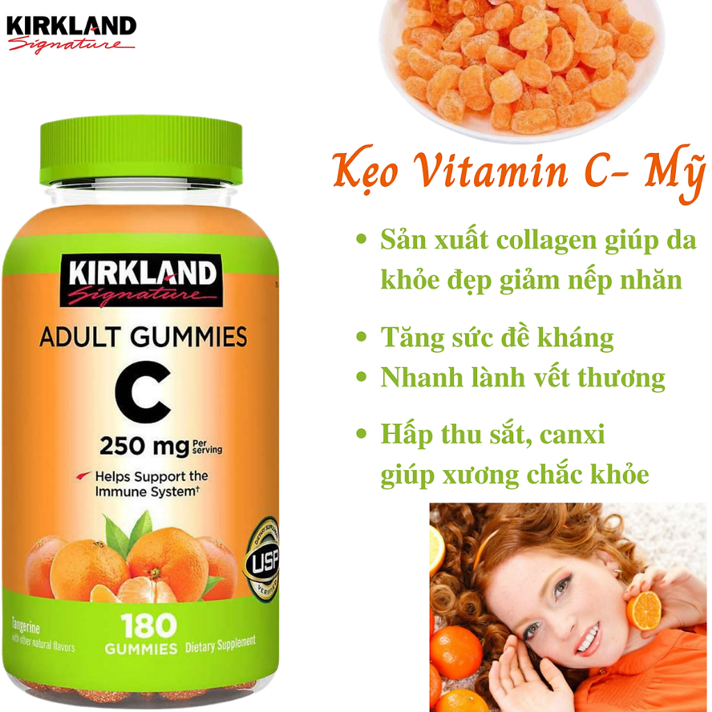 Cặp 2 Hũ kẹo dẻo vitamin c *Chảy Nhẹ* Kirkland Adult Gummies C  02/2024
