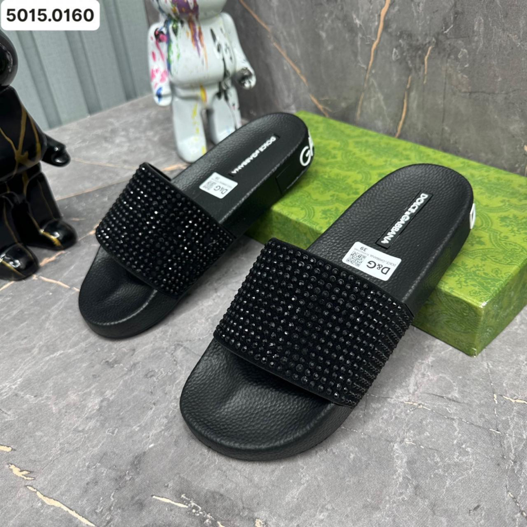 Dép D-G đính Full đá 2 màu đen trắng hot trend 2023