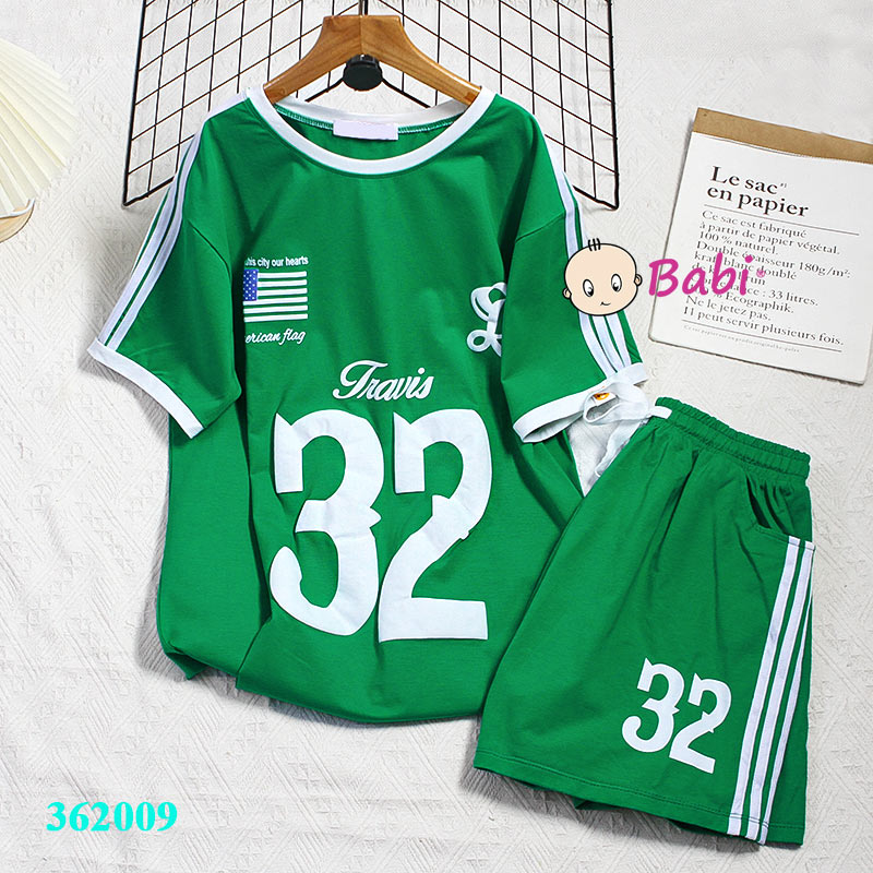 Đồ bé gái và mẹ in số 32, set bộ cộc tay bé gái chất cotton mịn mát, bộ quần áo Babi bé gái mùa hè