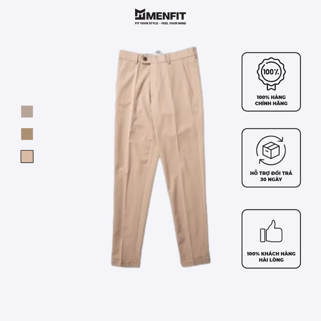 Quần tây nam kem cao cấp MRC 91099 dáng vừa vặn, co giãn nhẹ thoải mái - MENFIT
