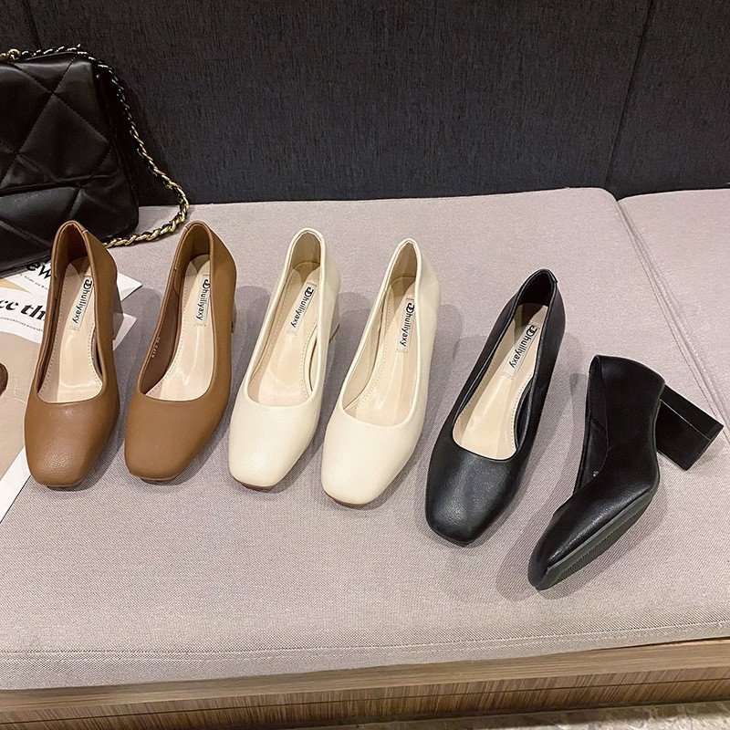 Giày Công Sở HUILI Mũi Vuông Basic Da Mềm 6p QCCC