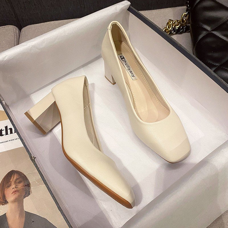 Giày Công Sở HUILI Mũi Vuông Basic Da Mềm 6p QCCC