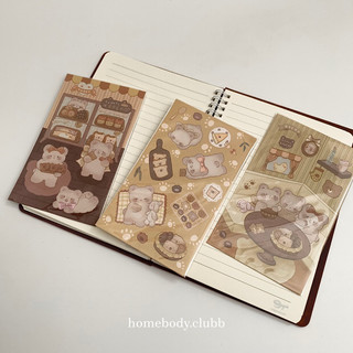 Homebodyclubb | Teddy Bakery paper sticker sheet cute hình dán trang trí