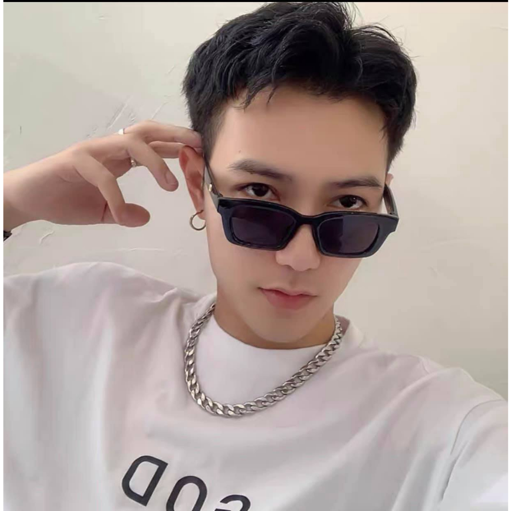 Mắt kính râm mát nữ nam gọng kính vuông thời trang phong cách Ulzzang chống tia UV đẹp cute giá rẻ HANASO 203