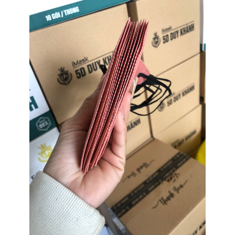 Khẩu trang 5D màu Hồng 100 cái