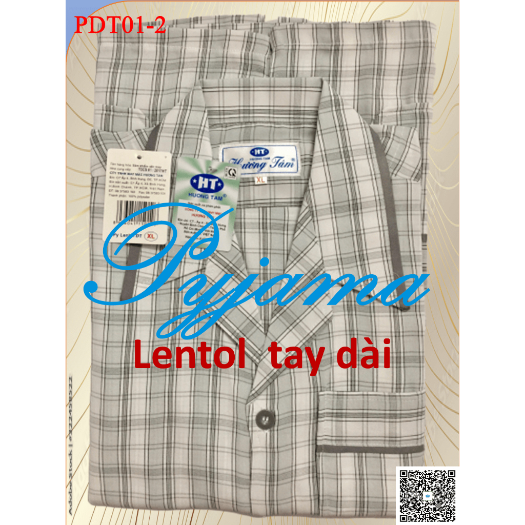 Bộ Pyjama HUONGTAM Lentol tay dài  nam cao cấp. Chất liệu vải Lentol loại tốt:  mềm mại, thoáng mát, không phai m
