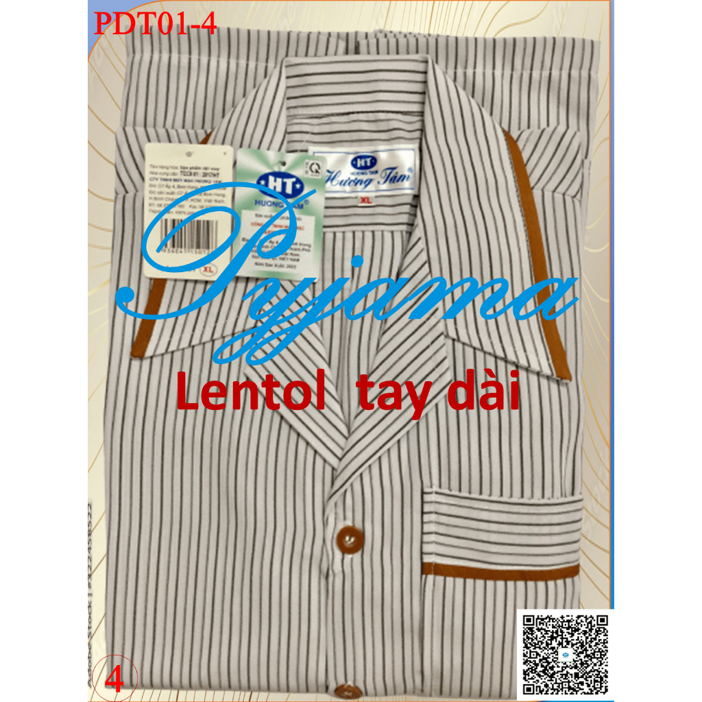 Bộ Pyjama HUONGTAM Lentol tay dài  nam cao cấp. Chất liệu vải Lentol loại tốt:  mềm mại, thoáng mát, không phai m