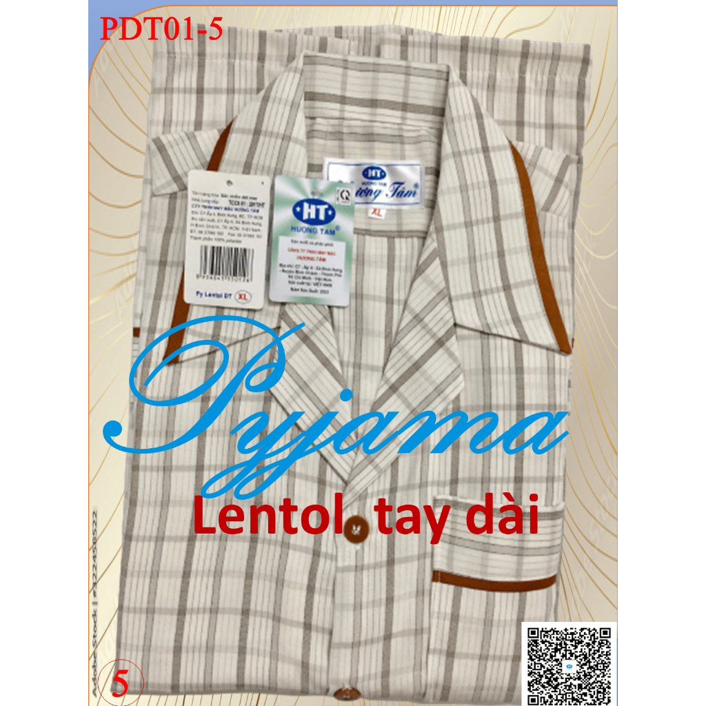 Bộ Pyjama HUONGTAM Lentol tay dài  nam cao cấp. Chất liệu vải Lentol loại tốt:  mềm mại, thoáng mát, không phai m