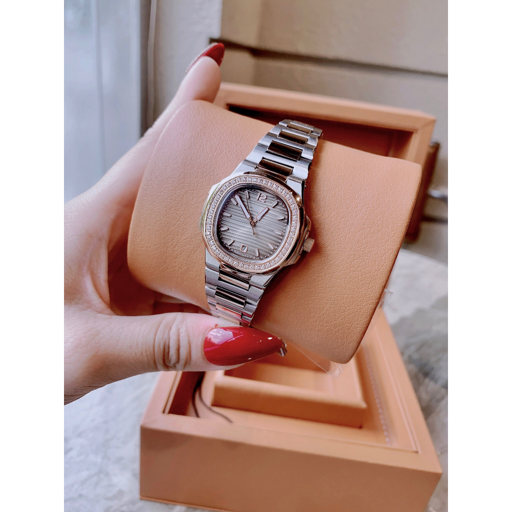 Đồng hồ nữ P@t€k Philipp€ 7118-1200R-002 Nautilus Watch 35mm, dây thép không gỉ, Full box, Luxury diamond watch