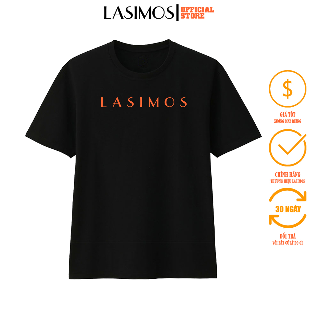 Áo thun nam Lasimos TS112 cổ tròn tay lỡ phom rộng in logo, thun poly, vải đẹp dày, thoáng mát không xù lông.