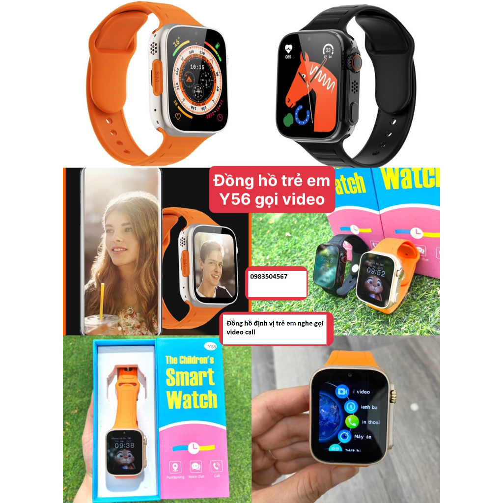 Đồng hồ thông minh định vị trẻ em Y56/Y57 Tiếng việt, 4G LTE Nghe, Gọi video, đo nhịp tim huyết áp, định vị wifi, LBS