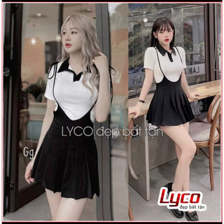 Sét yếm váy tuyêt mưa áo gân cổ trụ hot