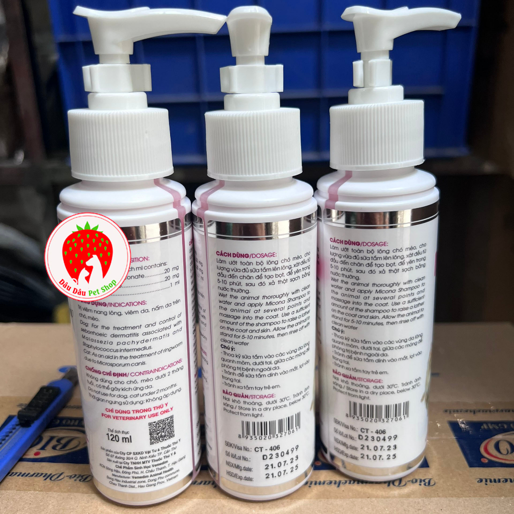Sữa Tắm Viêm Da Nấm Da Cho Chó Mèo Micona Vemedim 200ml