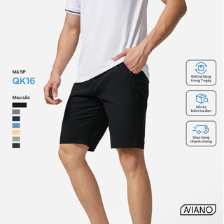 Quần Kaki Nam AVIANO Màu Trơn, Quần Đùi Nam Chất Kaki Mềm Mịn Cạp Cúc Sang Trọng