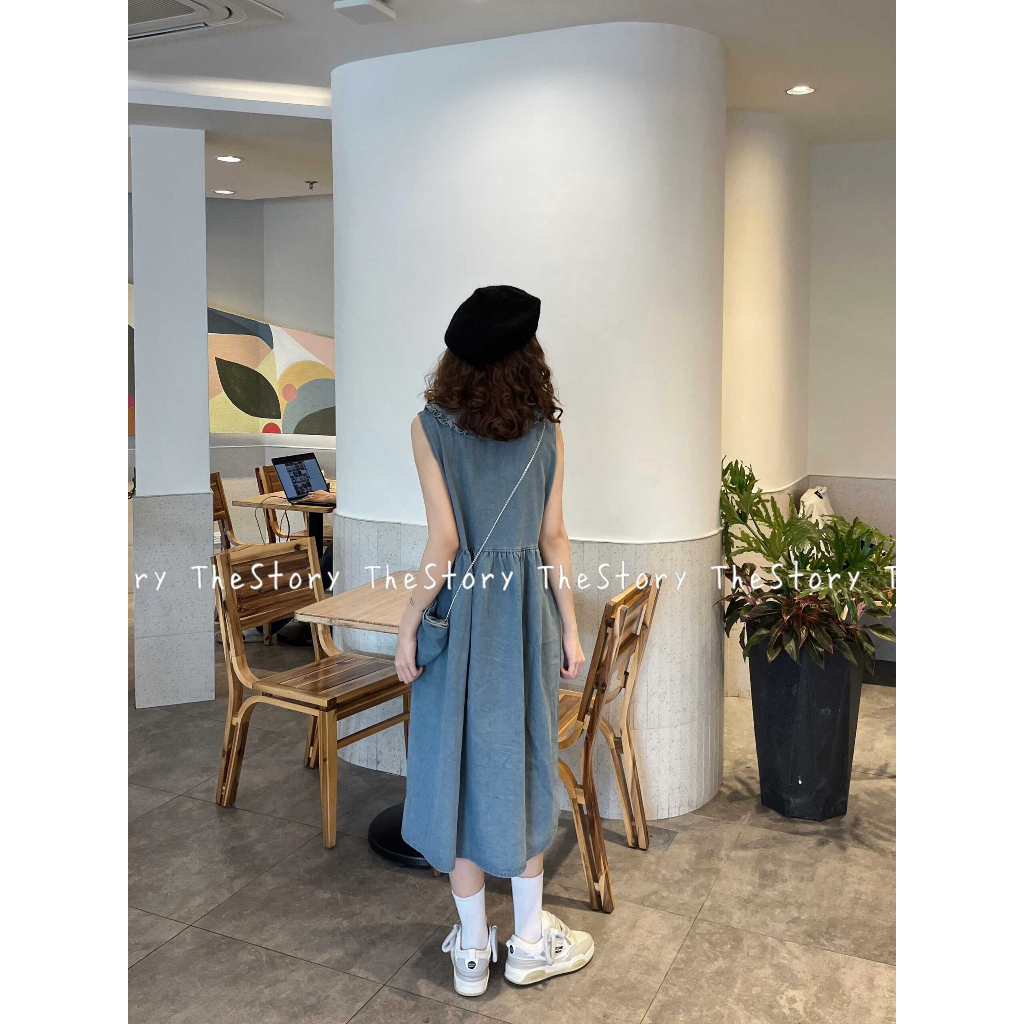 Đầm denim không tay  S671