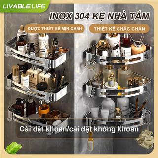 Kệ Góc Tường Giá Nhà Bếp Kệ Góc Nhà Tắm kệ inox dán tường đa năng không cần khoan