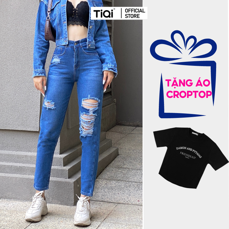 Quần jean bò baggy nữ rách TiQi Jeans B1-238