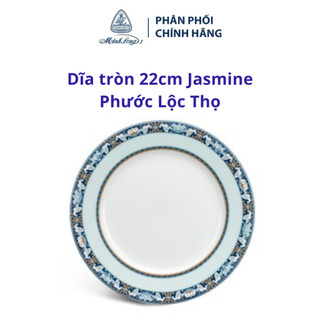Dĩa tròn 22 cm jasmine phước lộc thọ - gốm sứ cao cấp minh long i