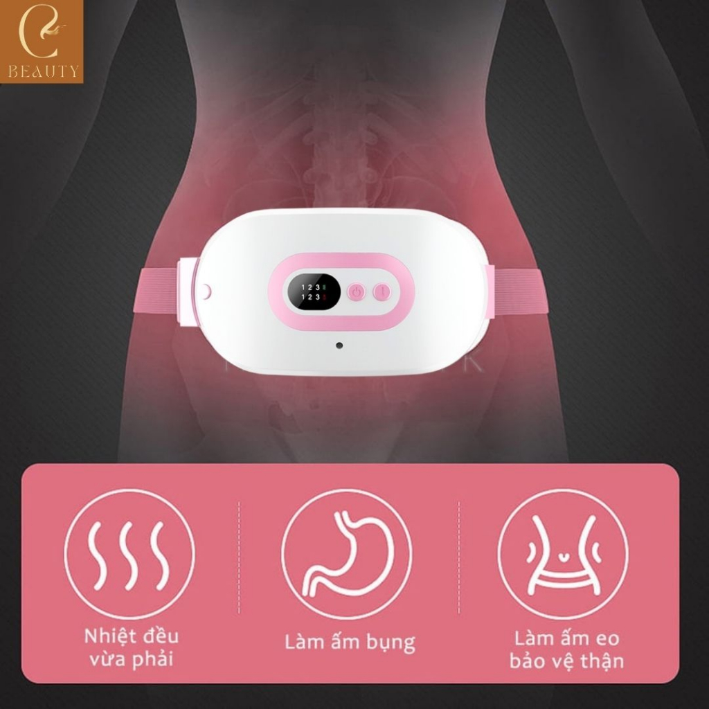 Máy massage bụng kinh NGB-001, Máy mát xa, Đai massage bụng kinh giảm đau bụng kinh nguyệt có 3 chế độ sử dụng dễ dàng