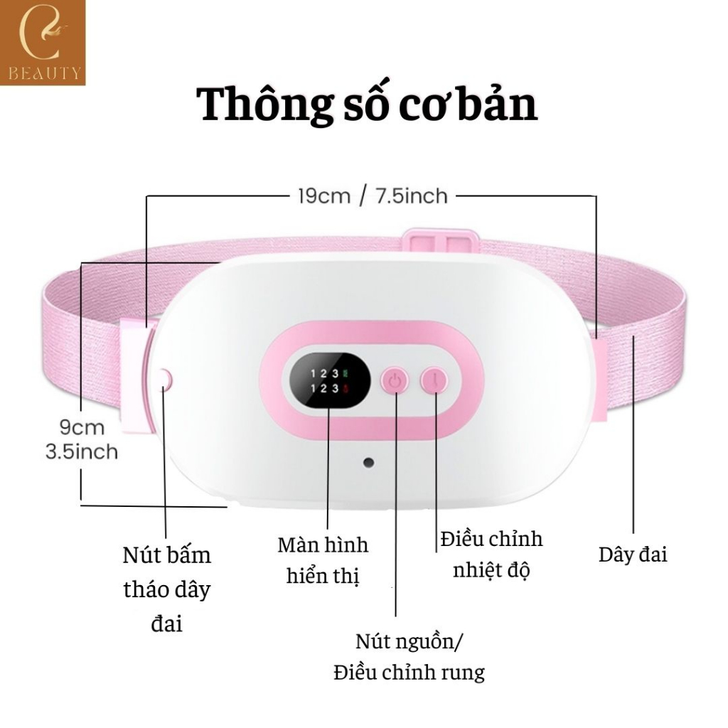 Máy massage bụng kinh NGB-001, Máy mát xa, Đai massage bụng kinh giảm đau bụng kinh nguyệt có 3 chế độ sử dụng dễ dàng