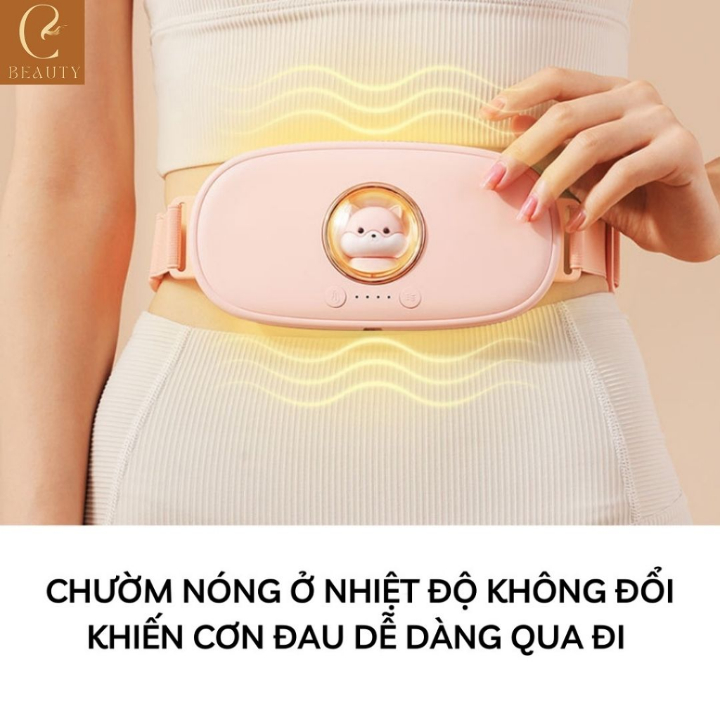 Đai massage bụng, đai chườm nóng bụng kinh cao cấp, máy massage cầm tay 6 chế độ cải thiện tình trạng đau bụng kinh