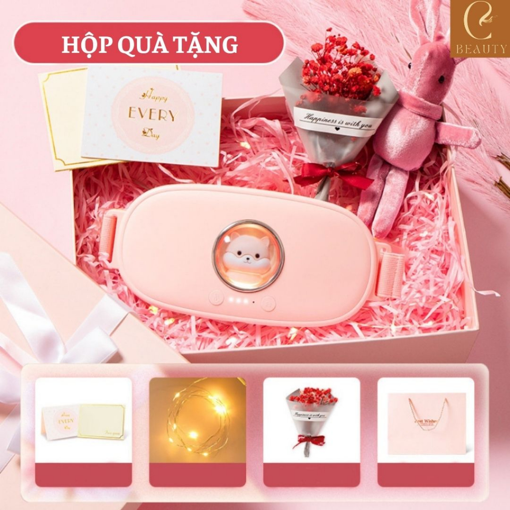 Đai massage bụng, đai chườm nóng bụng kinh cao cấp, máy massage cầm tay 6 chế độ cải thiện tình trạng đau bụng kinh