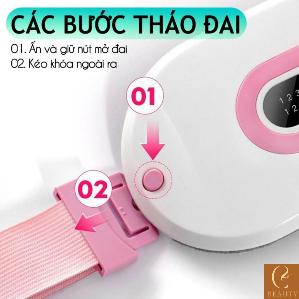 Máy massage bụng kinh NGB-001, Máy mát xa, Đai massage bụng kinh giảm đau bụng kinh nguyệt có 3 chế độ sử dụng dễ dàng
