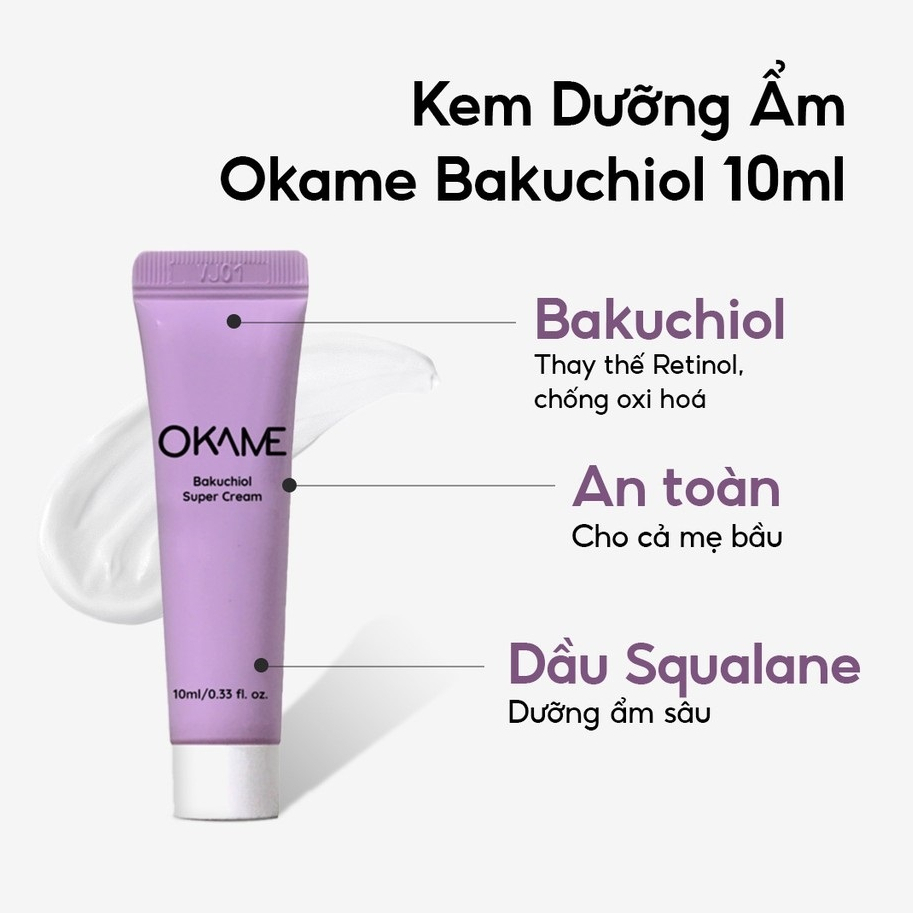 [10ml] Kem dưỡngsăn chắc da Okame 1% Bakuchiol Super Cream