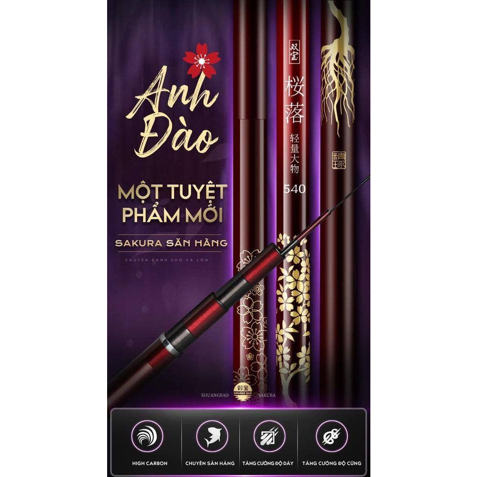 Cần Sakura tím 4H-cần siêu nhẹ, siêu rẻ, thiết kế hoa mỹ bắt mắt