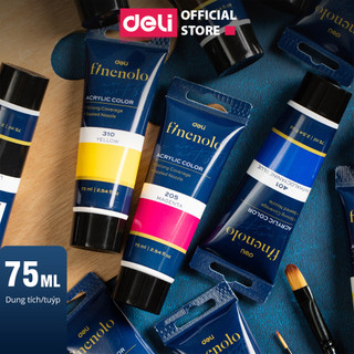 Màu Acrylic Tuýp 75ml Đủ Màu Finenolo Cao Cấp - Tô Đất Sét, Đất Nặn Tự Khô Vẽ Túi Vải Tote Quần Áo DIY Giày Tranh Tường