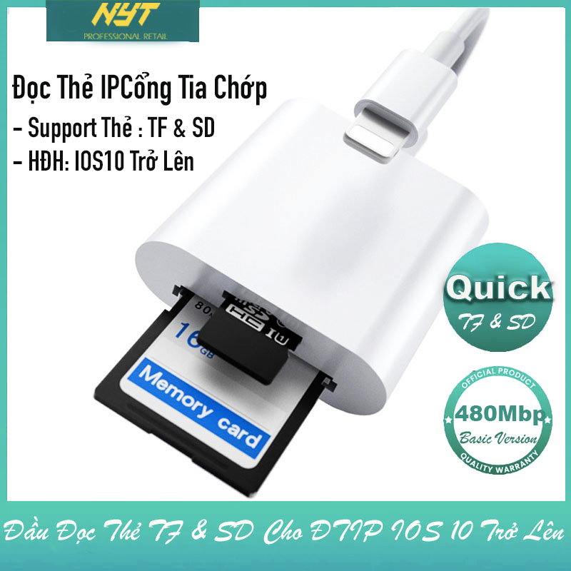 Đầu Đọc Thẻ Nhớ TF/ SD Cho Điện Thoại Phone Cao Cấp NYT CDN101 - BH 12T Đổi Mới
