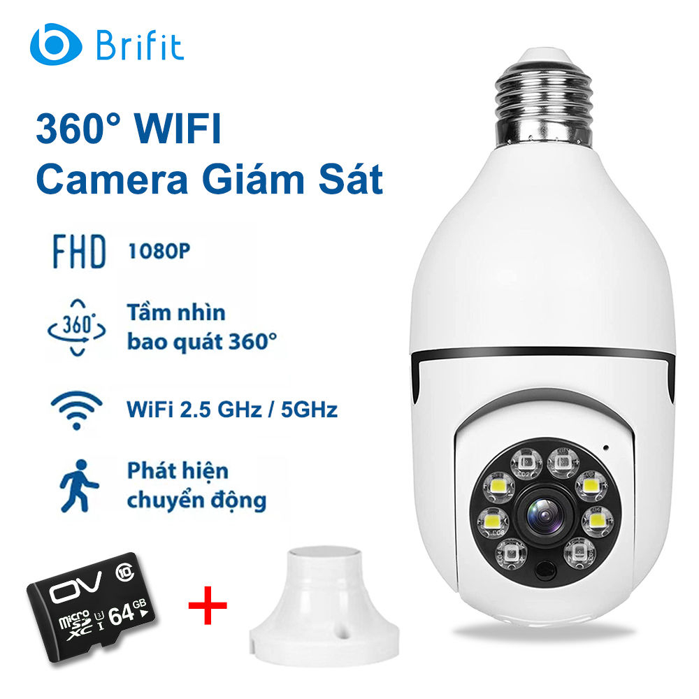 Camera Yoosee Wifi Yoosee 8 LED Đuôi Bóng Đèn Xoay 360 Độ 5.0Mps - 1080P Có Bảo Hành 2023