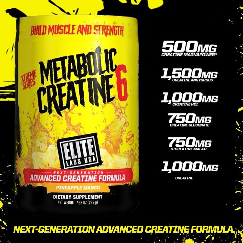 Creatine Metabolic tăng cường sức mạnh cơ bắp vị xoài đào Elite Labs - Profitness sữa bổ sung sức khỏe trong tập luyện