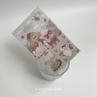 Homebodyclubb | Bunnie Letter paper sticker sheet cute hình dán trang trí