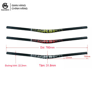 Ghi đông xe đạp thẳng MTB Magicbros dải logo mờ