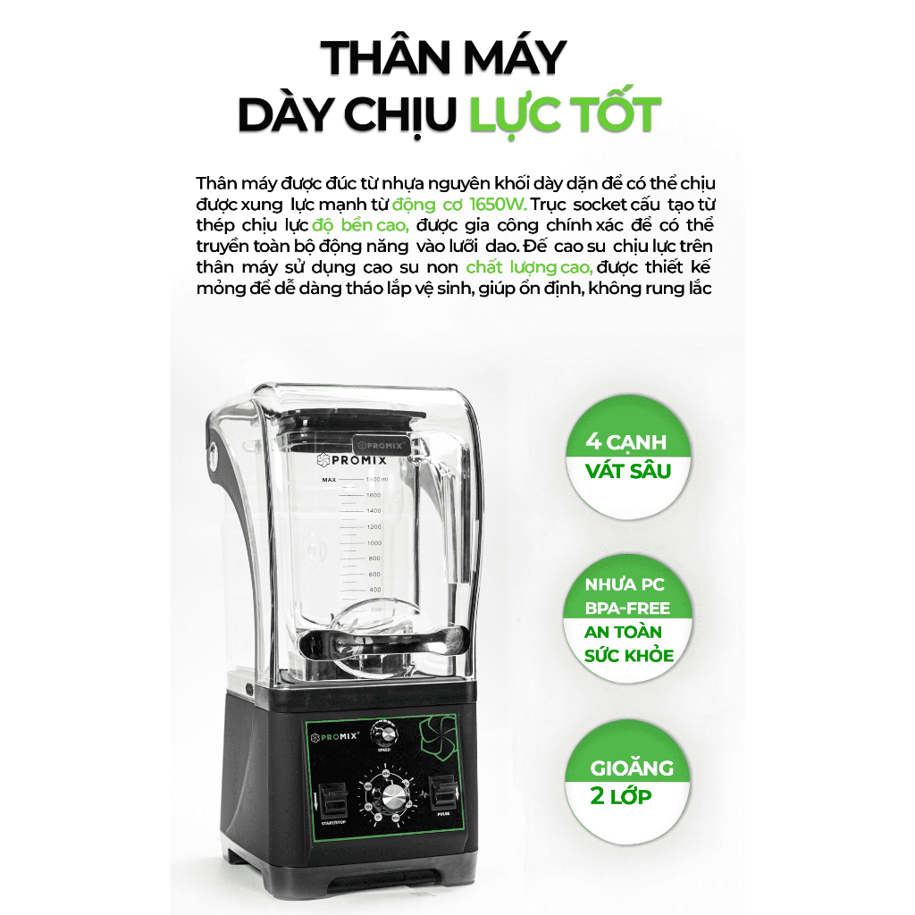 Máy xay sinh tố công nghiệp Promix-PM 911B công suất cao , giá rẻ  - Hàng chính hãng bảo hành 3 năm