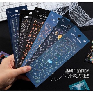 Hình dán hologram đáng yêu trang trí tranh cát chảy, toploader