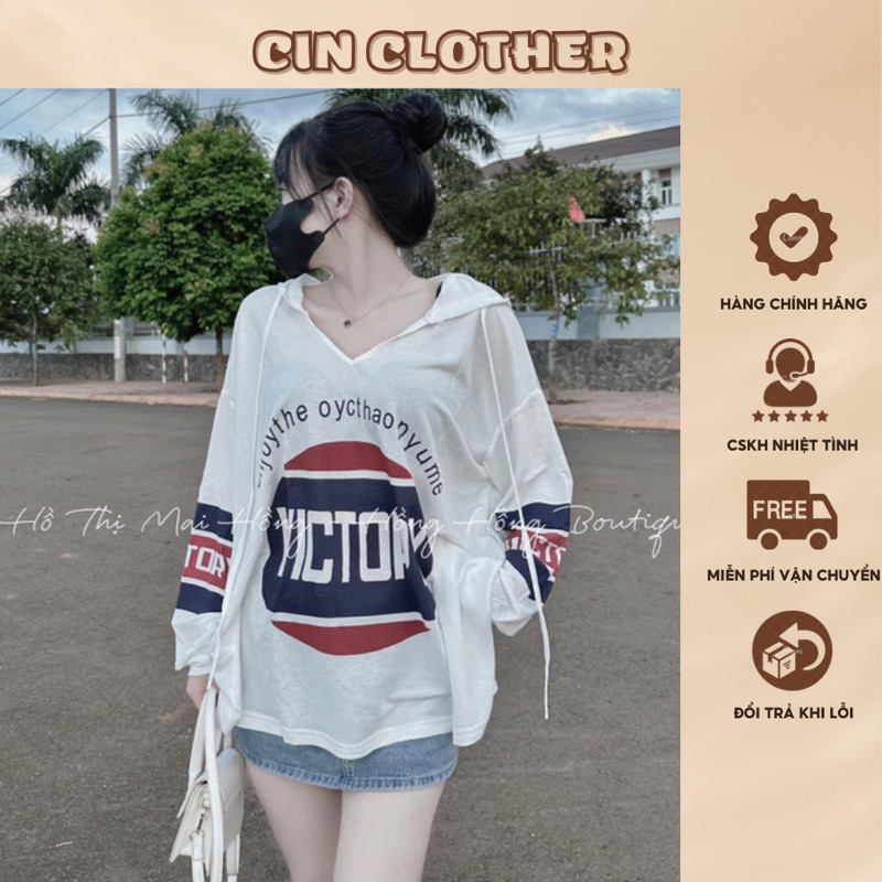 Áo Thun Dài Tay Chất Cotton Giấy Mỏng Nhẹ Mát Có Mũ Freesize