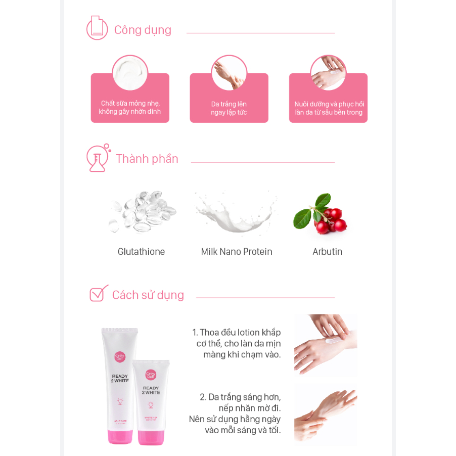 Sữa dưỡng thể trắng da Cathy Doll Ready 2 White Whitener Body Lotion 150ml