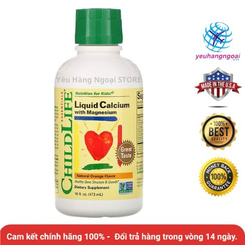 Siro Bổ Sung Canxi Cho Bé Từ 6 Tháng Tuổi Liquid Calcium With Magnesium ChildLife 473ml Của Mỹ.