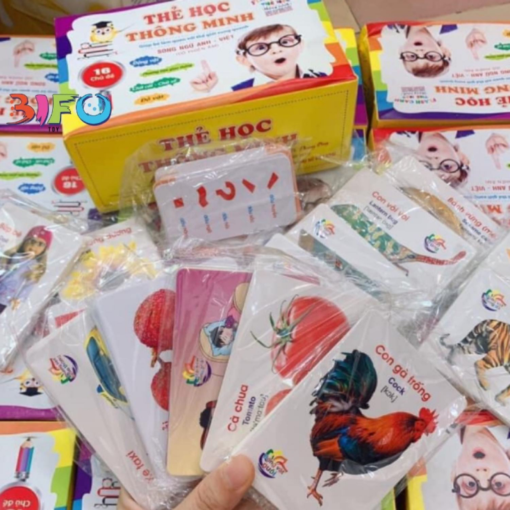 Bộ thẻ học thông minh 416 thẻ với 16 chủ đề về thế giới xung quanh cho bé (Flashcard) song ngữ Anh - Việt IQ Kao
