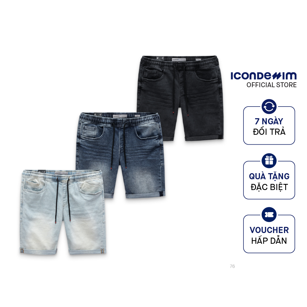 Quần Short Jeans Nam ICONDENIM Slimfit Lưng Thun QSID0076