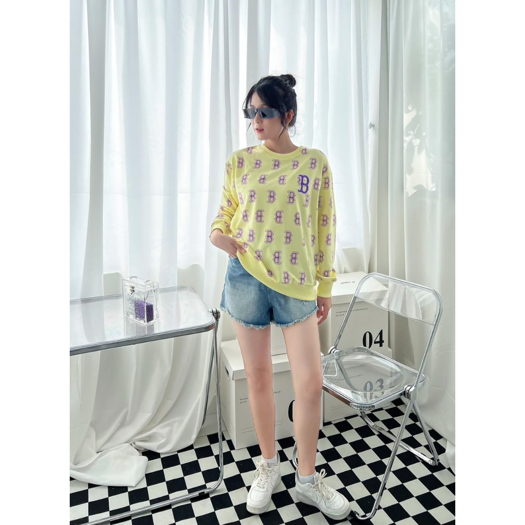 Áo khoác nỉ sweater MLB unisex ulzzang monogram classic tay dài cổ tròn hợp thời trang