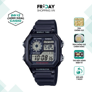 Đồng hồ Casio nam điện tử AE-1200WH-1AVDF dây cao su chính hãng