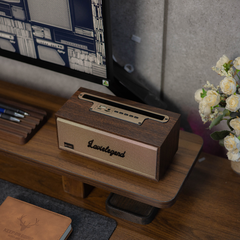 Loa Bluetooth Không Dây Để Bàn Phong Cách Vintage Cho Điện Thoại, Máy Tính, TV, Loa Bluetooth Hỗ Trợ Cắm USB Thẻ Nhớ Mic