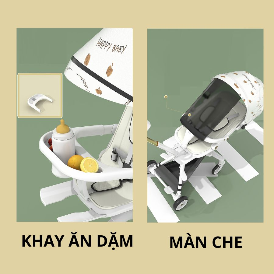 Xe đẩy cho bé, xe đẩy gấp gọn đảo chiều khung chắc chắn - NTX88