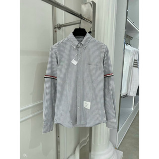 Áo sơ mi - thom browne - tb oxford ghi kẻ sọc đen check tay