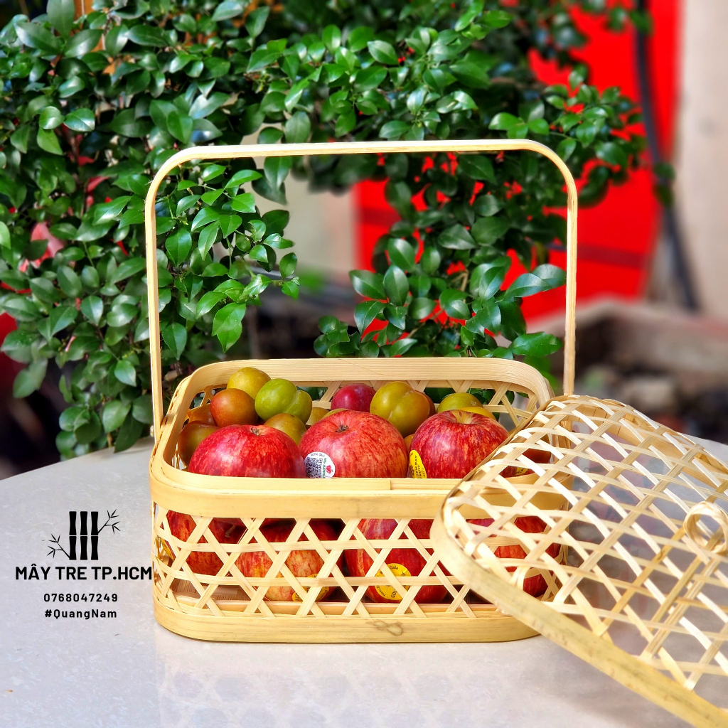 Giỏ mắt cáo quai tre cứng cao cấp, đựng trái cây quà tặng, giỏ quà tết chắc chắn giá rẻ