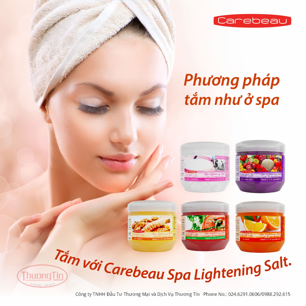 Muối tắm sáng da Carebeau 700g cam giúp da trắng sáng mờ thâm