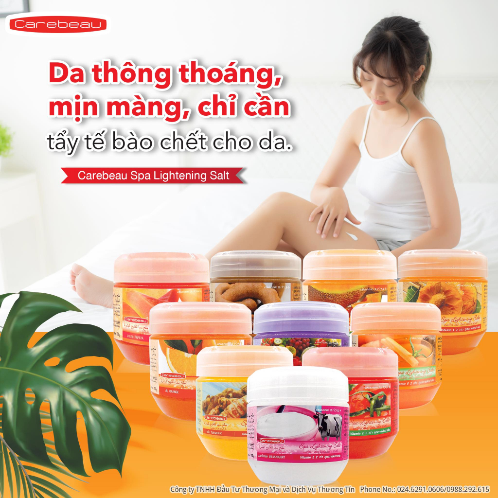 Muối tắm sáng da Carebeau 700g cam giúp da trắng sáng mờ thâm